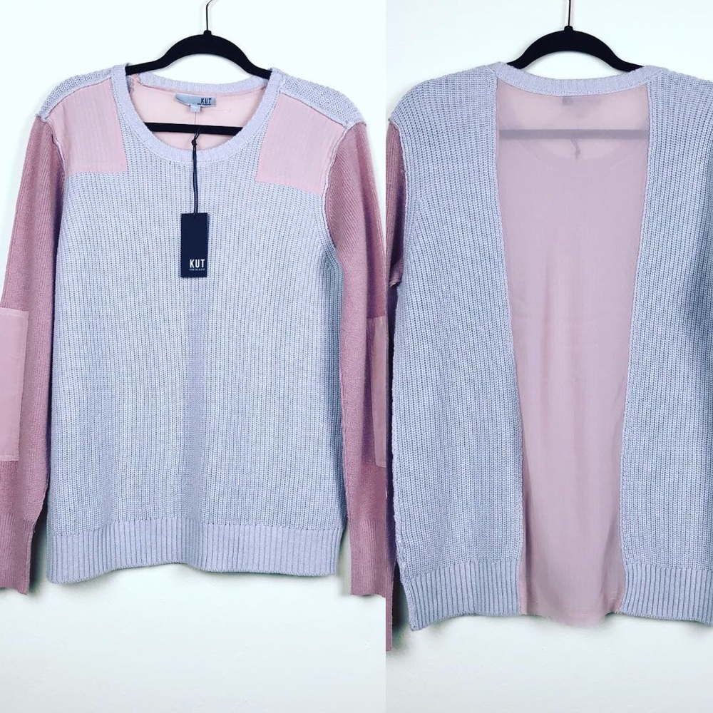 NWT KUT from the Kloth Pink Gray Pullover Sweater